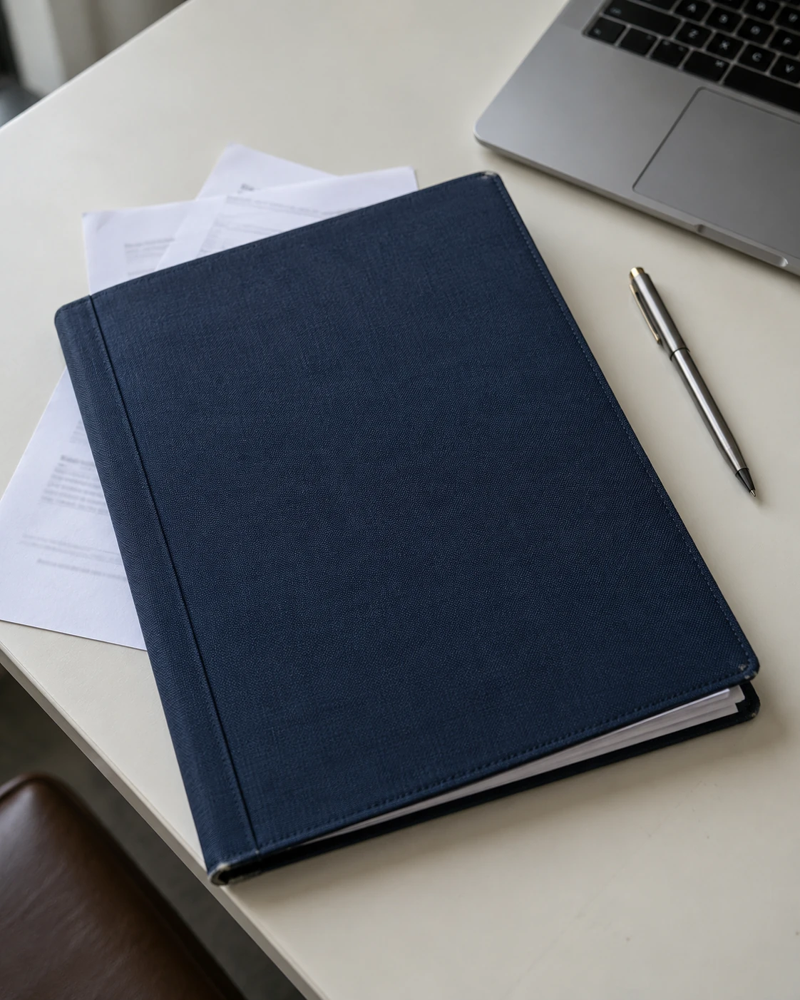 Escritorio organizado con documentos y herramientas de trabajo contable